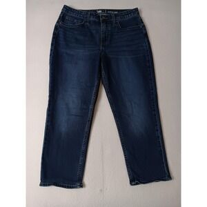 Lee Riders Midrise Capri Jeans Womens 10 Blue Dark Wash Crop Stretch Denim
